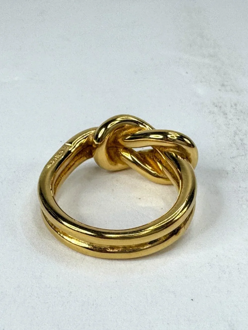 Vintage Hermès Gold Plated Knot Atame Scarf Ring with Original Box GS867